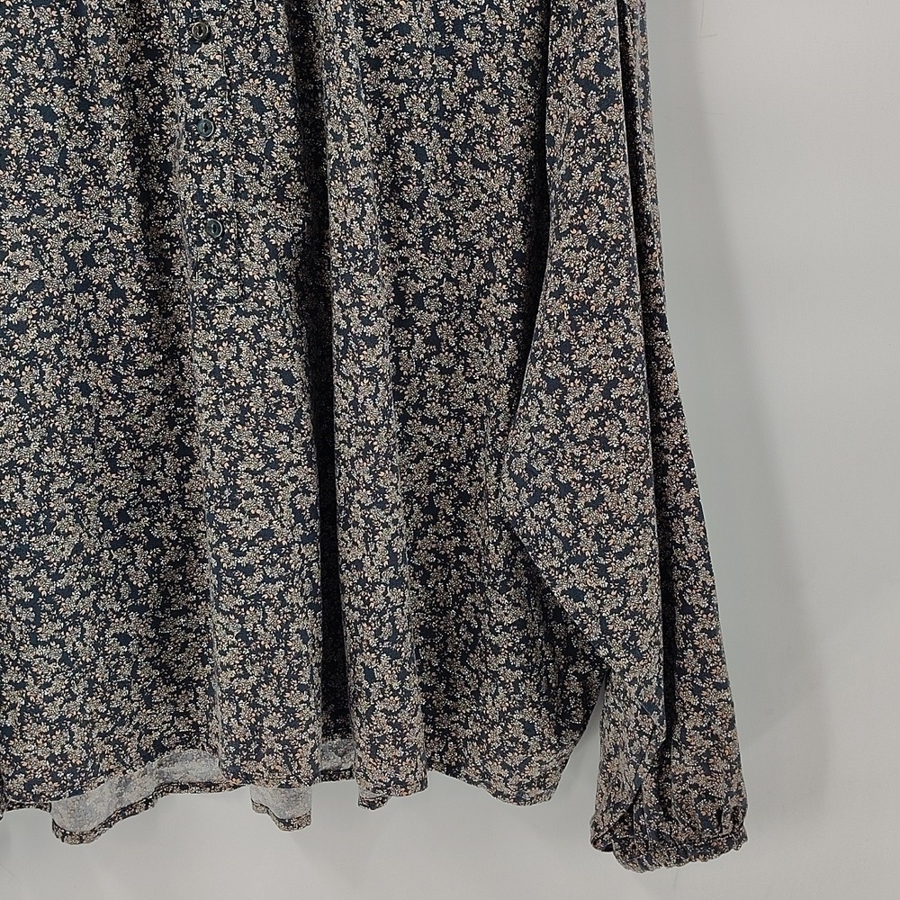 Universal Thread Peasant Blouse XXL Partial Button Down Long Sleeve Gray Peach - Picture 3 of 9